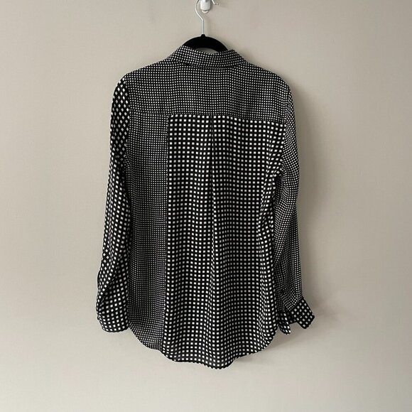 Equipment Essential Patchwork Pattern Long Sleeve Button Up Shirt Black White XS - Picture 3 of 9